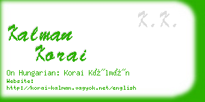 kalman korai business card